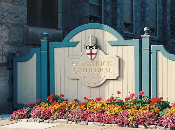 monumental carved sign